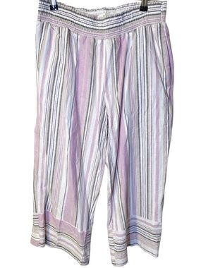 Land 'n Sea Pink Striped Linen Blend Palazzo Pants Sz L